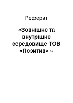 Реферат: «Зовнішнє та внутрішнє середовище ТОВ «Позитив» »