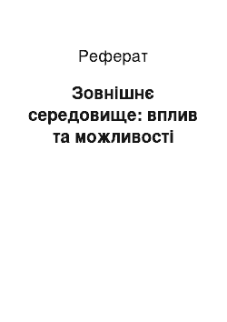 Реферат: Зовнішнє середовище: вплив та можливості