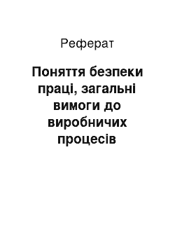 Реферат: Поняття безпеки праці, загальні вимоги до виробничих процесів