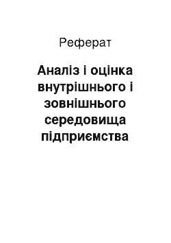 Реферат: Аналіз і оцінка внутрішнього і зовнішнього середовища підприємства