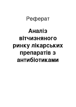 Реферат: Аналіз вітчизняного ринку лікарських препаратів з антибіотиками