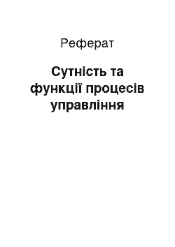 Реферат: Сутність та функції процесів управління