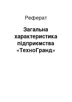 Реферат: Загальна характеристика підприємства «ТехноГранд»