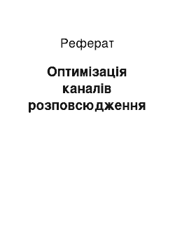 Реферат: Оптимізація каналів розповсюдження