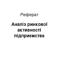 Реферат: Аналіз ринкової активності підприємства