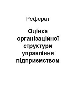 Реферат: Оцінка організаційної структури управління підприємством