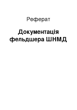 Реферат: Документація фельдшера ШНМД