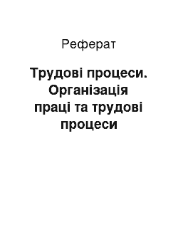 Реферат: Трудові процеси. Організація праці та трудові процеси