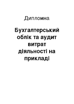 Дипломная: Бухгалтерський облік та аудит витрат діяльності на прикладі підприємства «Успіх»