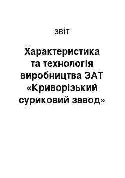 Отчёт: Характеристика та технологія виробництва ЗАТ «Криворізький суриковий завод»