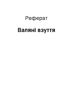 Реферат: Валяні взуття