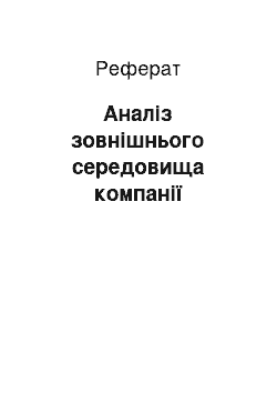 Реферат: Аналіз зовнішнього середовища компанії