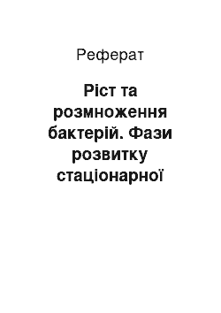 Реферат: Ріст та розмноження бактерій. Фази розвитку стаціонарної культури