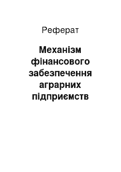 Реферат: Механізм фінансового забезпечення аграрних підприємств України на середньострокову перспективу