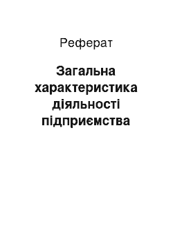 Реферат: Загальна характеристика діяльності підприємства