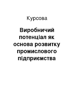 Курсовая: Виробничий потенціал як основа розвитку промислового підприємства