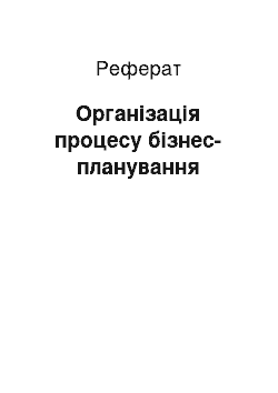 Реферат: Організація процесу бізнес-планування