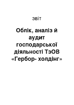 Отчёт: Облік, аналіз й аудит господарської діяльності ТзОВ «Гербор-холдінг»