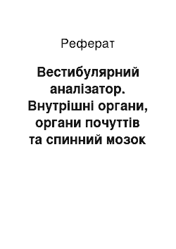 Реферат: Вестибулярний аналізатор. Внутрішні органи, органи почуттів та спинний мозок людини