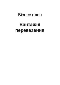 Бизнес-план: Вантажні перевезення