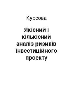 Курсовая: Якісний і кількісний аналіз ризиків інвестиційного проекту