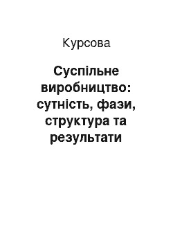 Курсовая: Суспільне виробництво: сутність, фази, структура та результати