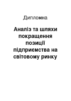 Дипломная: Аналіз та шляхи покращення позиції підприємства на світовому ринку (на прикладі дочірньої компанії «Українська горілочна компанія NEMIROFF»)