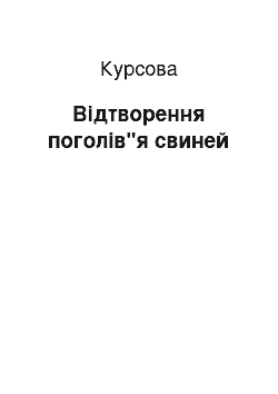 Курсовая: Відтворення поголів"я свиней