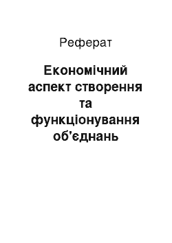 Реферат: Економічний аспект створення та функціонування об'єднань підприємств в Україні