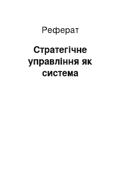 Реферат: Стратегическое управление как система