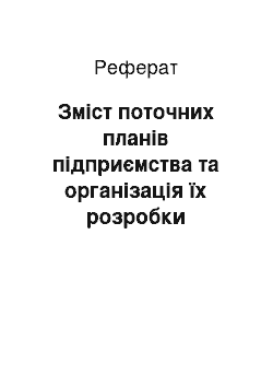 Реферат: Зміст поточних планів підприємства та організація їх розробки