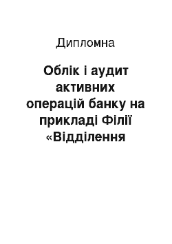 Дипломная: Облік і аудит активних операцій банку на прикладі Філії «Відділення Промінвестбанку в м. Костопіль Рівненської області»