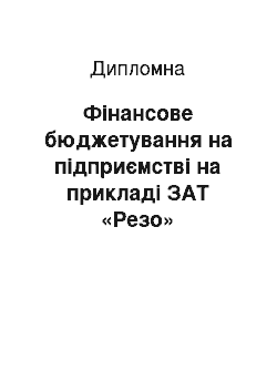 Дипломная: Фінансове бюджетування на підприємстві на прикладі ЗАТ «Резо»