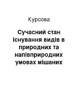 Курсовая: Сучасний стан існування видів в природних та напівприродних умовах мішаних лісів Овруцького спецлісгоспу