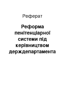 Реферат: Реформа пенітенціарної системи під керівництвом держдепартамента з питань виконання покарань