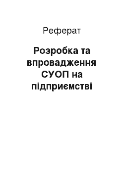 Реферат: Розробка та впровадження СУОП на підприємстві