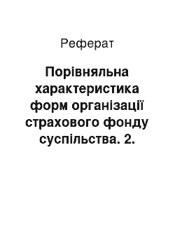 Реферат: Порівняльна характеристика форм організації страхового фонду суспільства. 2. Специфіка ризиків у страхуванні відповідальності