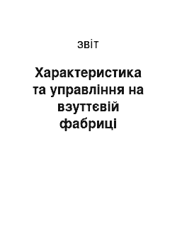 Отчёт: Характеристика та управління на взуттєвій фабриці