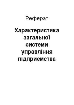 Реферат: Характеристика загальної системи управління підприємства