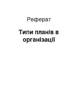 Реферат: Типи планів в організації