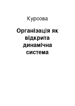 Курсовая: Організація як відкрита динамічна система