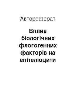 Автореферат: Вплив біологічних флогогенних факторів на епітеліоцити піхви в експерименті