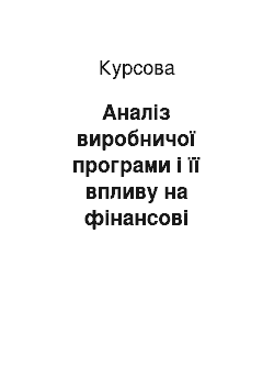 Курсовая: Аналіз виробничої програми і її впливу на фінансові результати діяльності підприємства