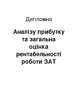 Дипломная: Аналізу прибутку та загальна оцінка рентабельності роботи ЗАТ «Полімер»