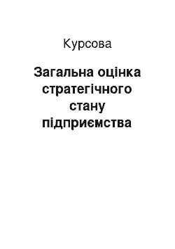 Курсовая: Загальна оцінка стратегічного стану підприємства