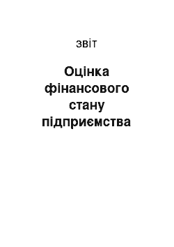 Отчёт: Оцінка фінансового стану підприємства