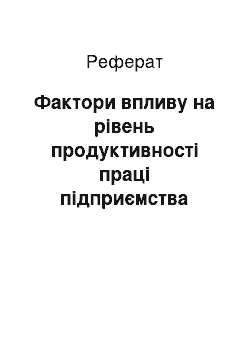 Реферат: Фактори впливу на рівень продуктивності праці підприємства