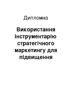 Дипломная: Використання інструментарію стратегічного маркетингу для підвищення конкурентоспроможності підприємства на зарубіжному ринку