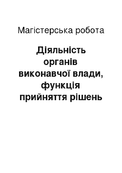 Магистерская работа: Діяльність органів виконавчої влади, функція прийняття рішень