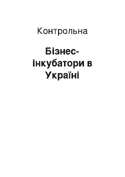 Контрольная: Бізнес-інкубатори в Україні